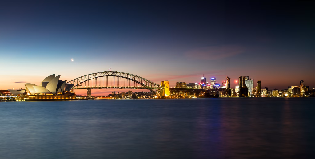 Nightscape mage of the Sydney bridge and opera house.